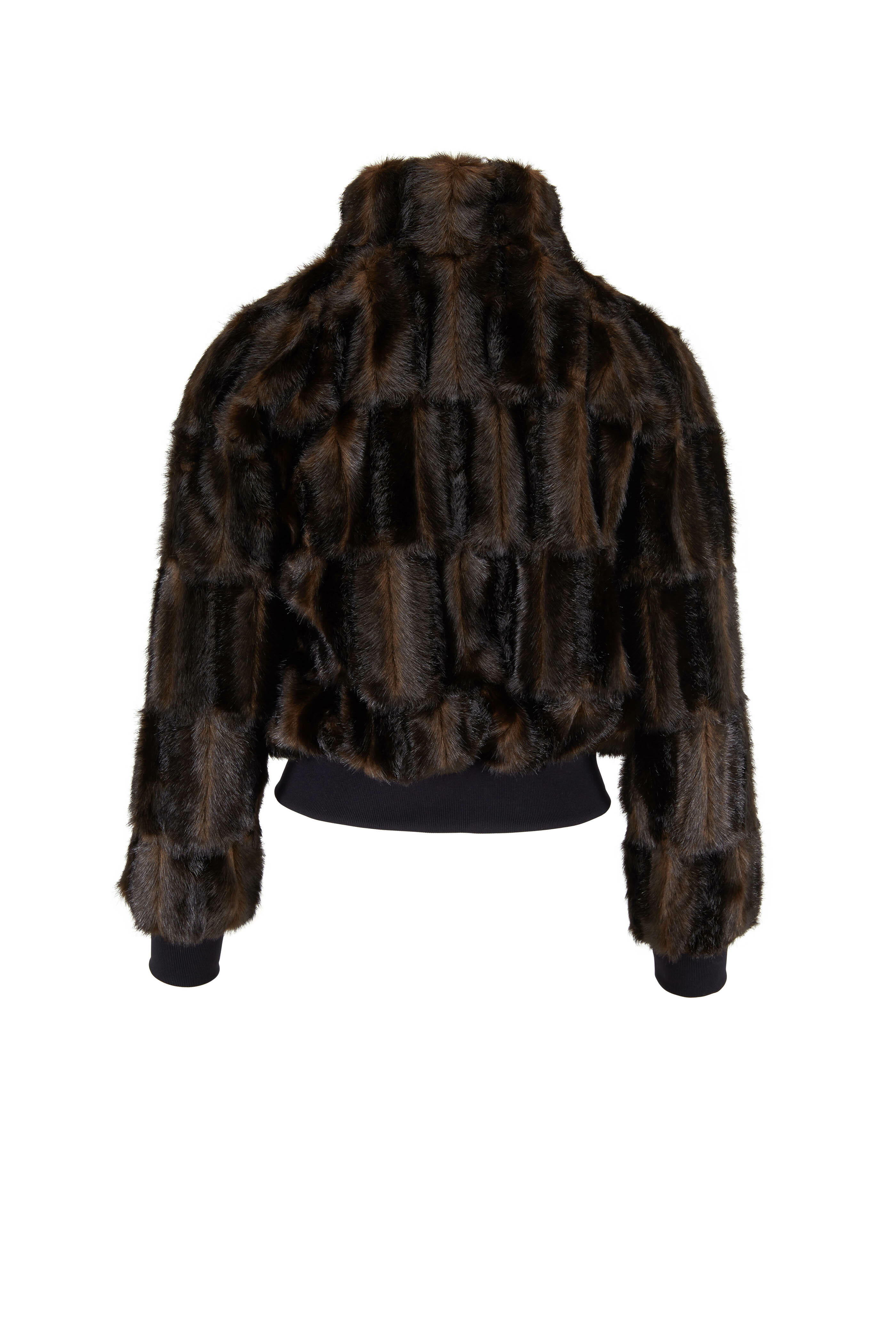 Veronica Beard - Bellfire Dark Brown Faux Fur Bomber
