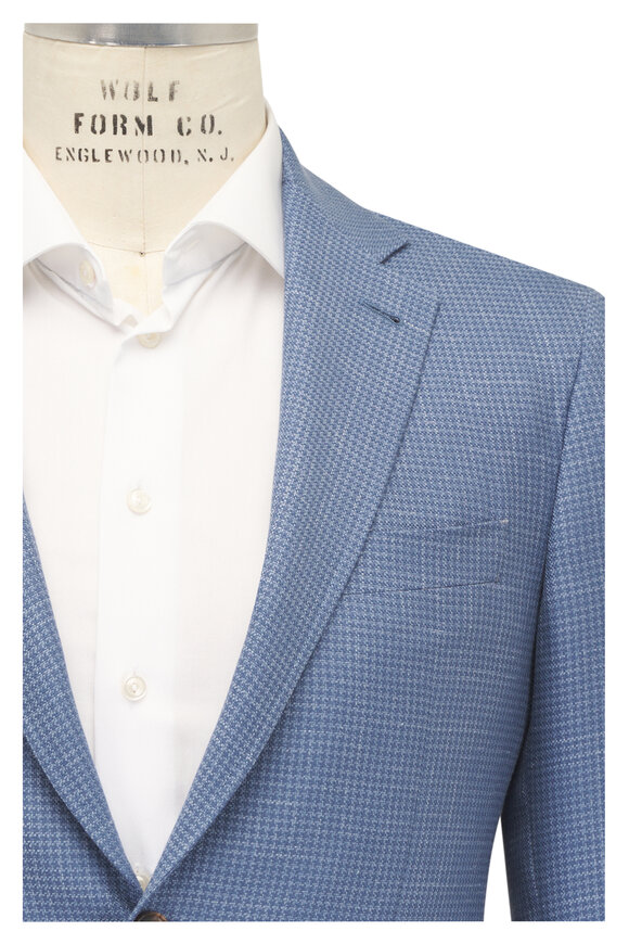 Canali Blue Check Cashmere, Silk & Linen Sportcoat