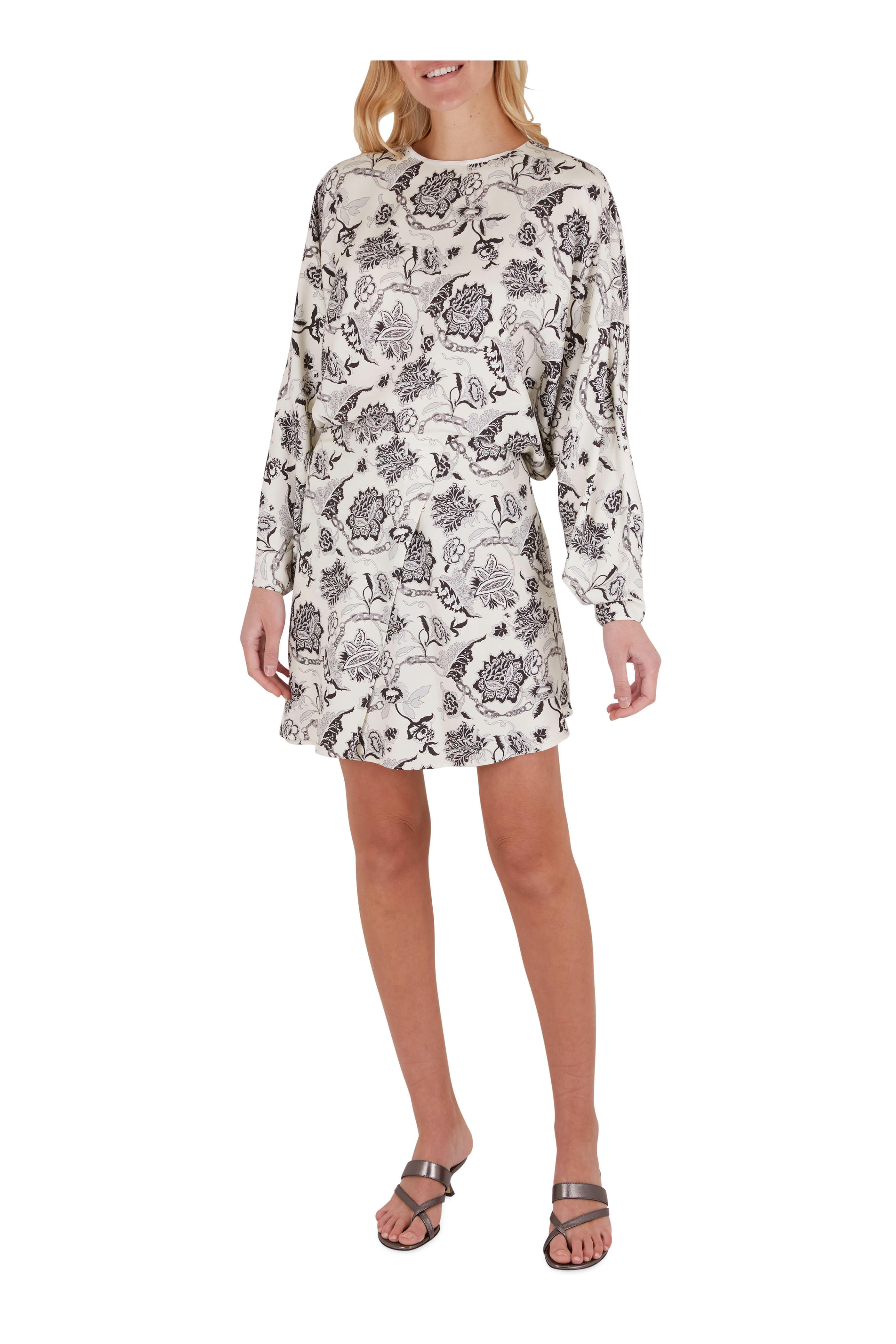 Etro - Black & White Paisley Long Sleeve Dress | Mitchell Stores