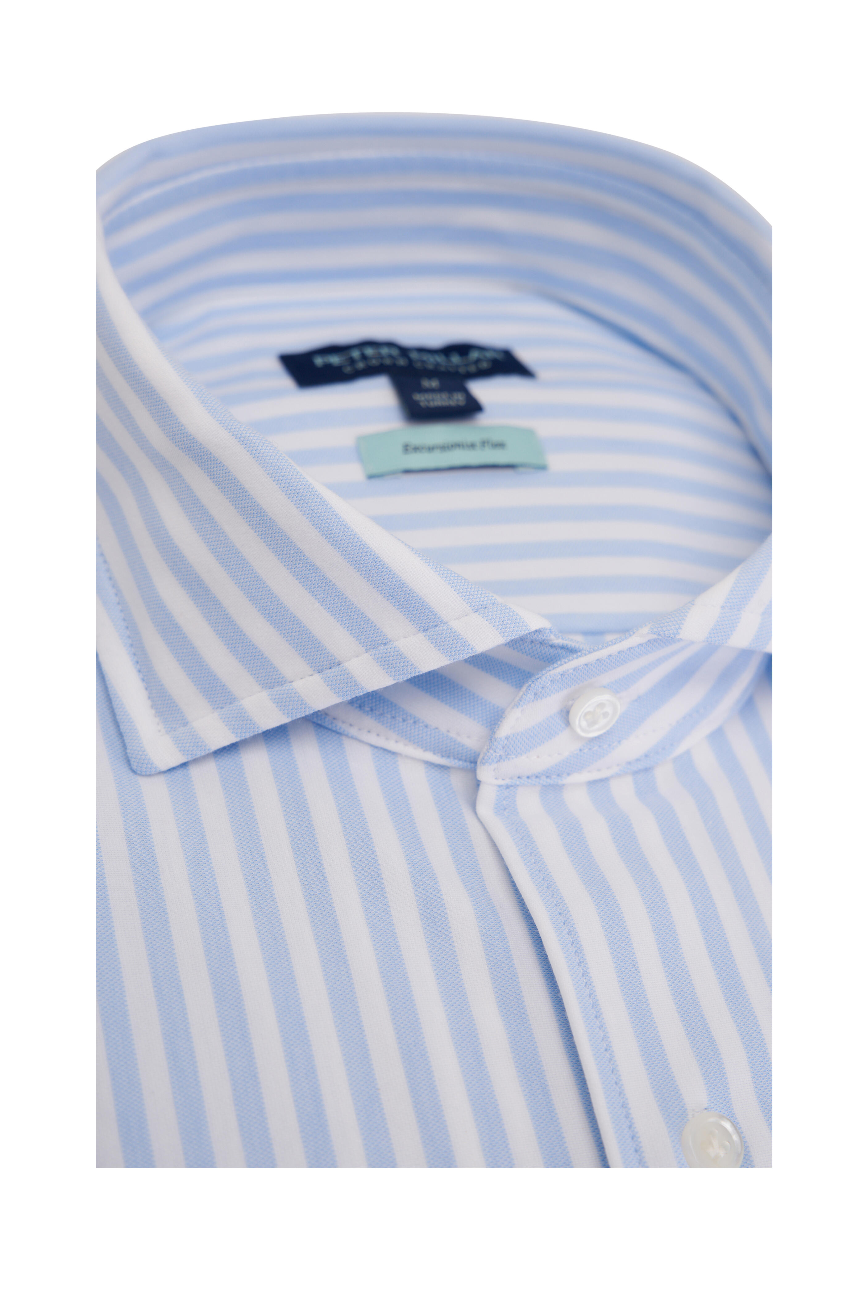 Peter Millar - Light Blue Striped Cotton Blend Sport Shirt