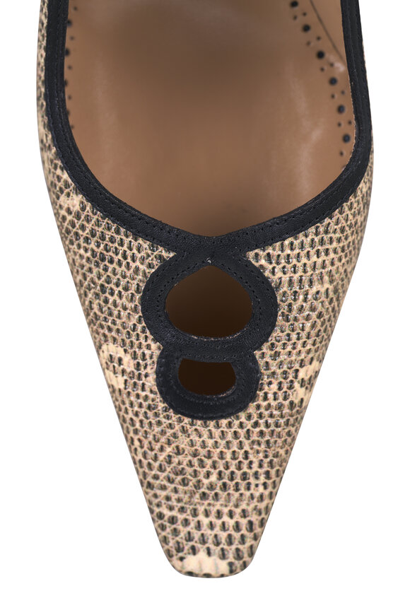 Manolo Blahnik Berry Black Embossed Leather Pump, 90mm - view 5