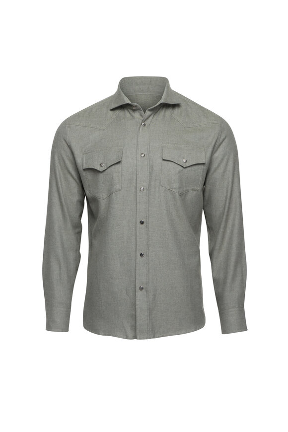 Fedeli Jasper Green Soft Sport Shirt