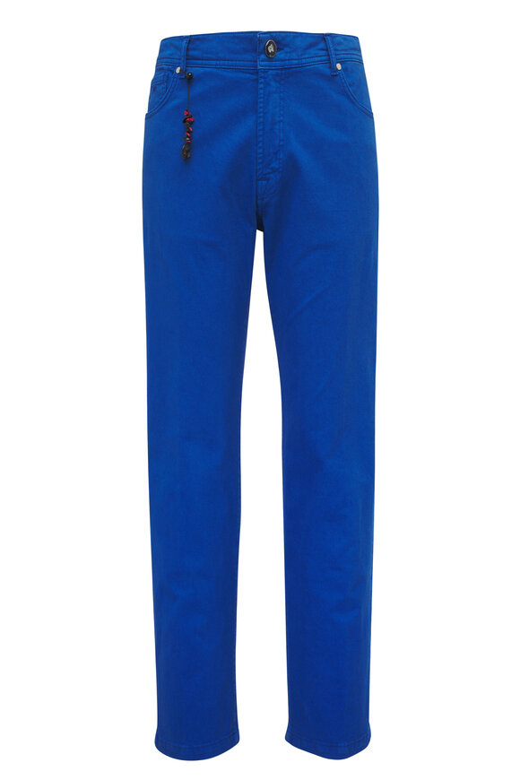 Marco Pescarolo Blue Stretch Cotton Five Pocket Pant