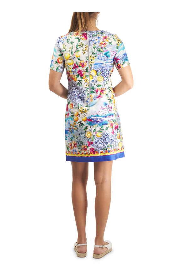 Rani Arabella Blue Print Short Shift Cotton Dress - view 4