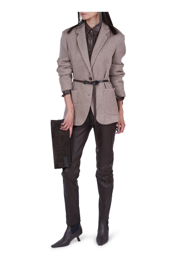Brunello Cucinelli Brown Suede Essence Clutch - view 2