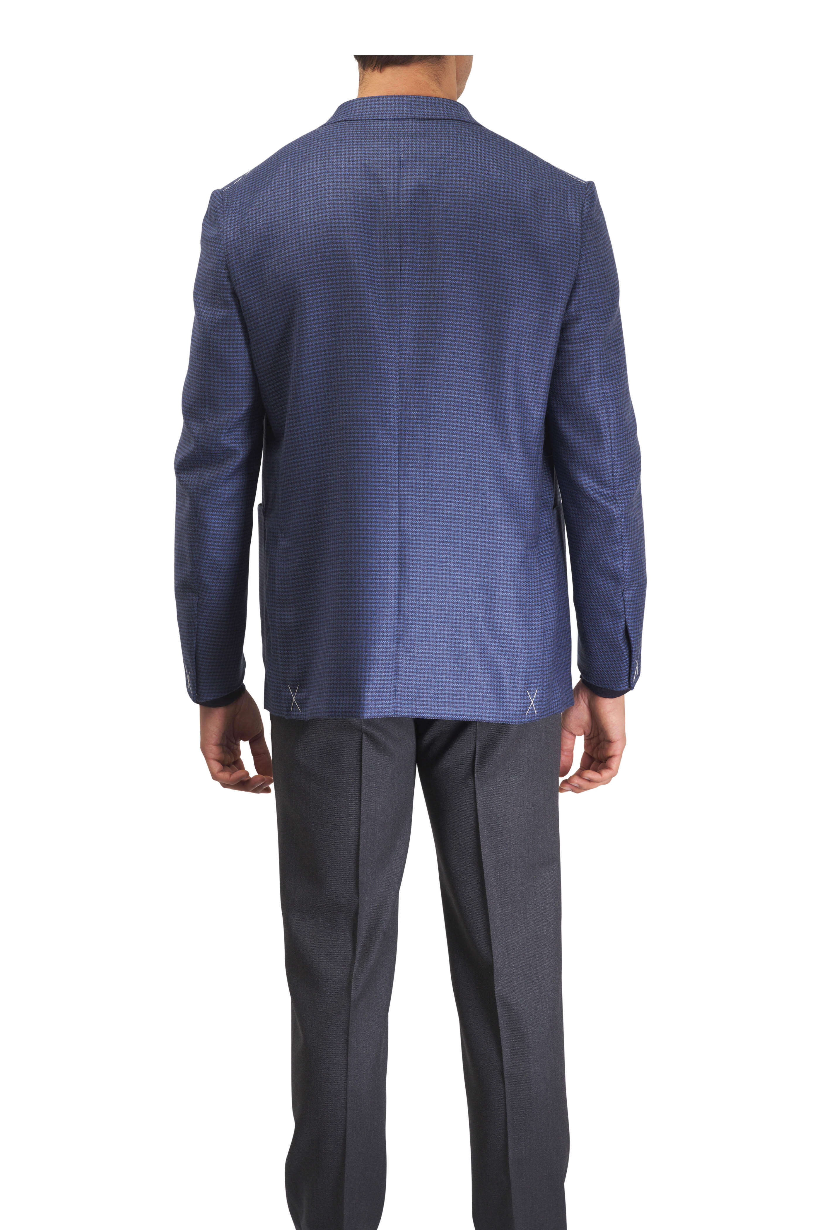 Zegna - Blue Mini Check Cashmere & Silk Sportcoat