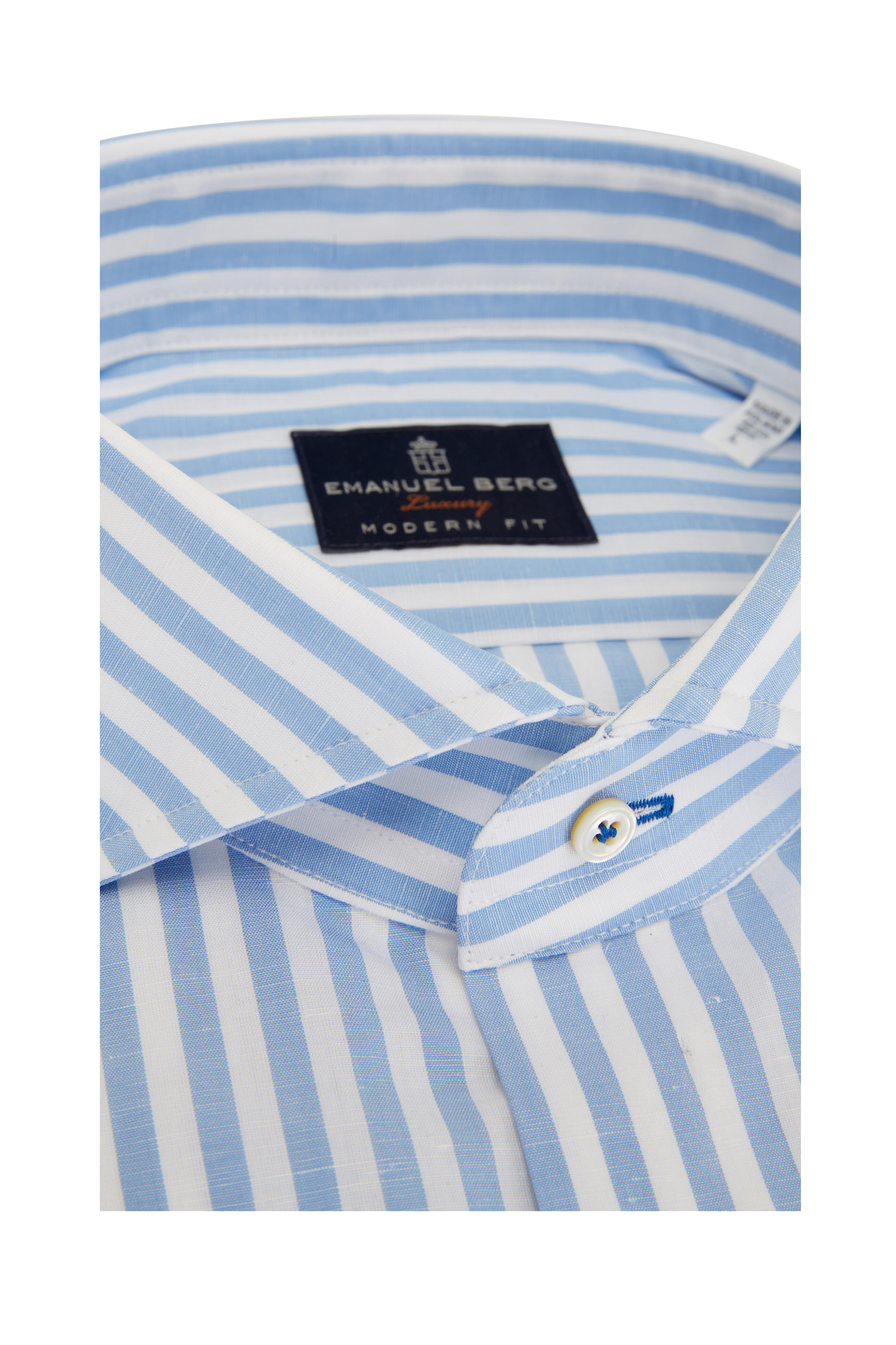 Emanuel Berg - Harvard Blue & White Striped Sport Shirt