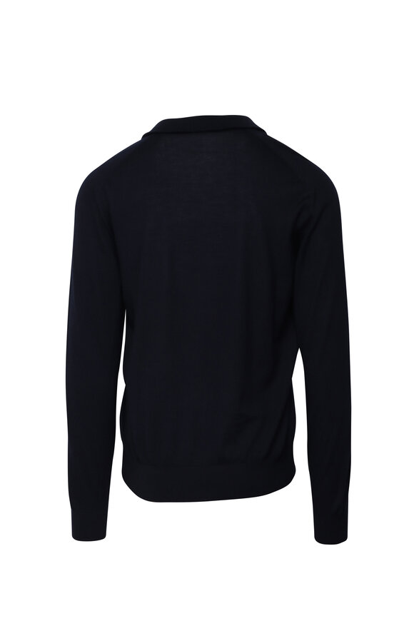 Cesare Attolini Navy Blue Quarter Zip Sweater - view 2