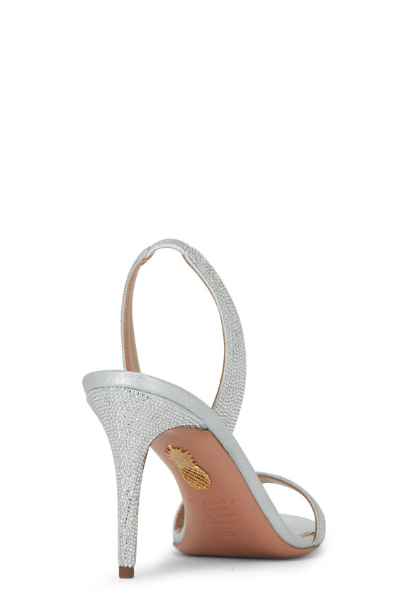 Aquazzura - So Nude Silver Leather Slingback Heels, 85mm