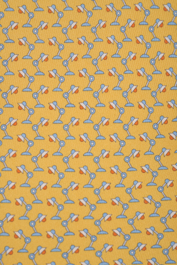 Ferragamo - Yellow Desk Lamp Print Silk Necktie