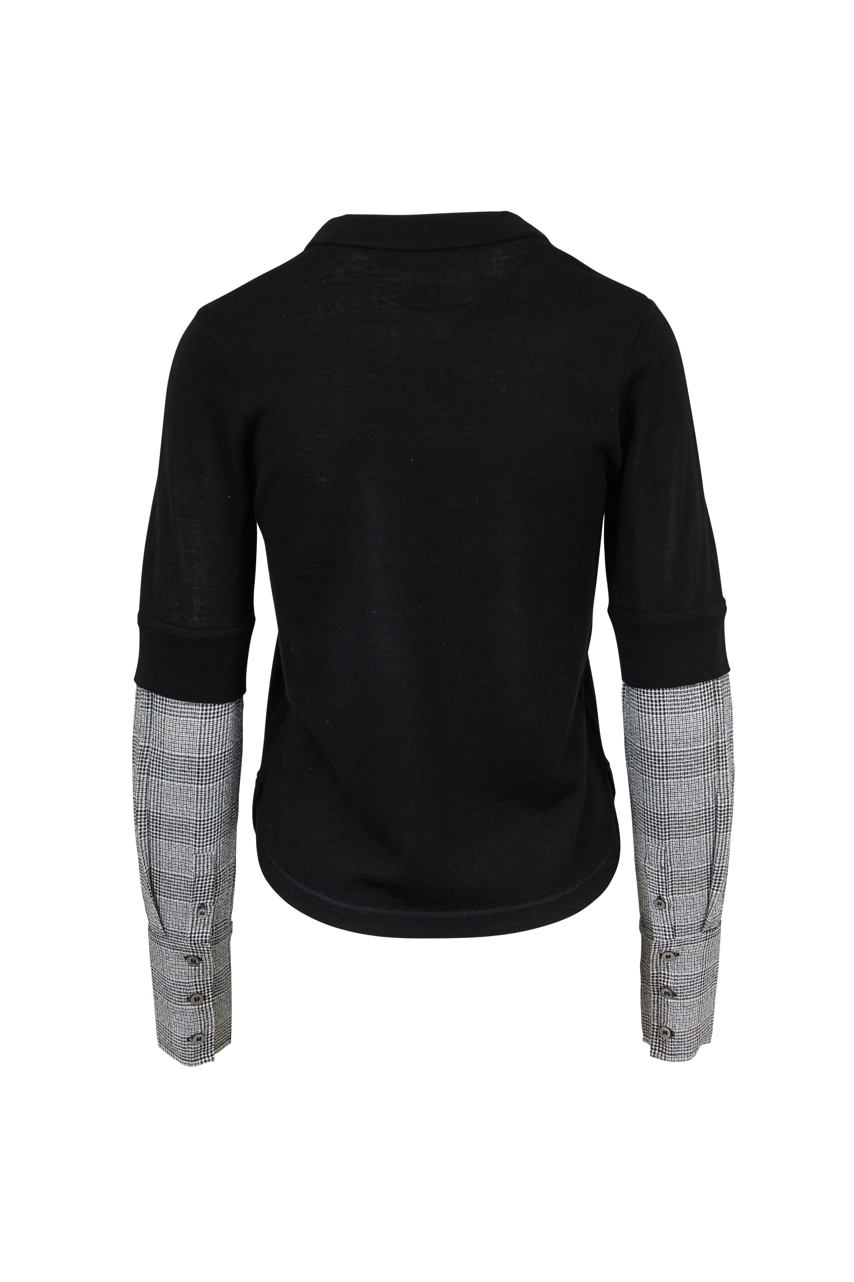 Veronica Beard - Roscoe Black Merino Wool Layered Sweater