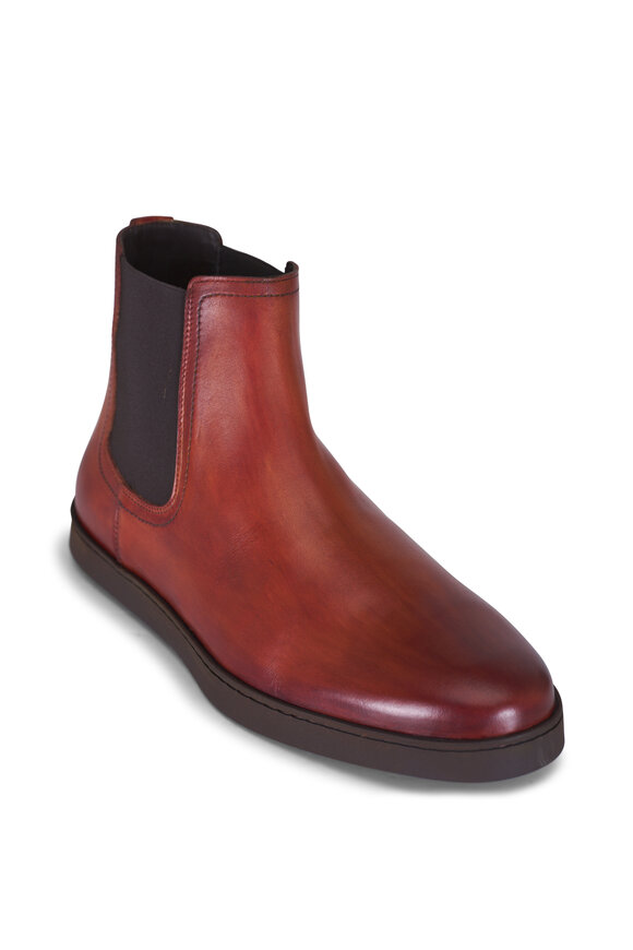 G Brown Block Tan Leather Chelsea Boot