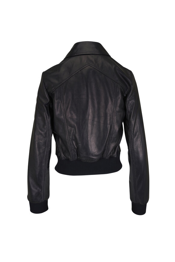 Nili Lotan Sue Black Leather Bomber Jacket - view 3