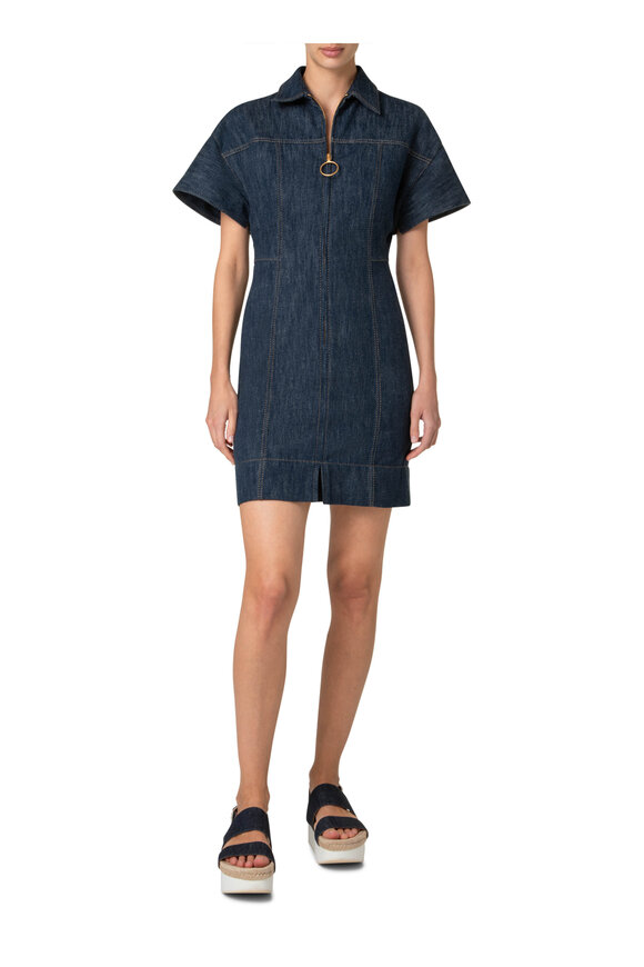 Akris Punto - Denim Shirt Collar Mini Dress