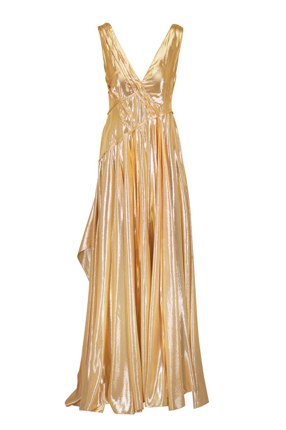 Akris Gold Silk Lamè Asymmetrical Gown - view 1