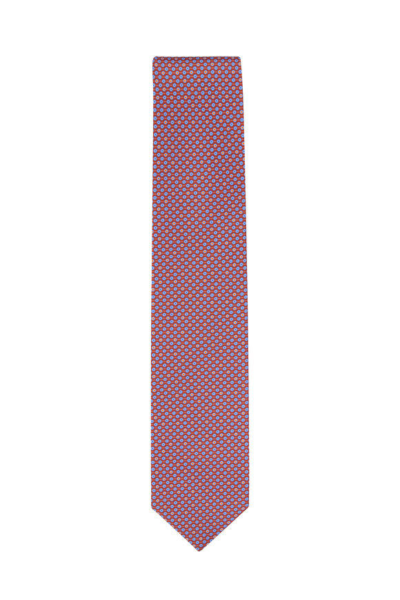 Dolce Punta - Orange Geometric Silk Necktie