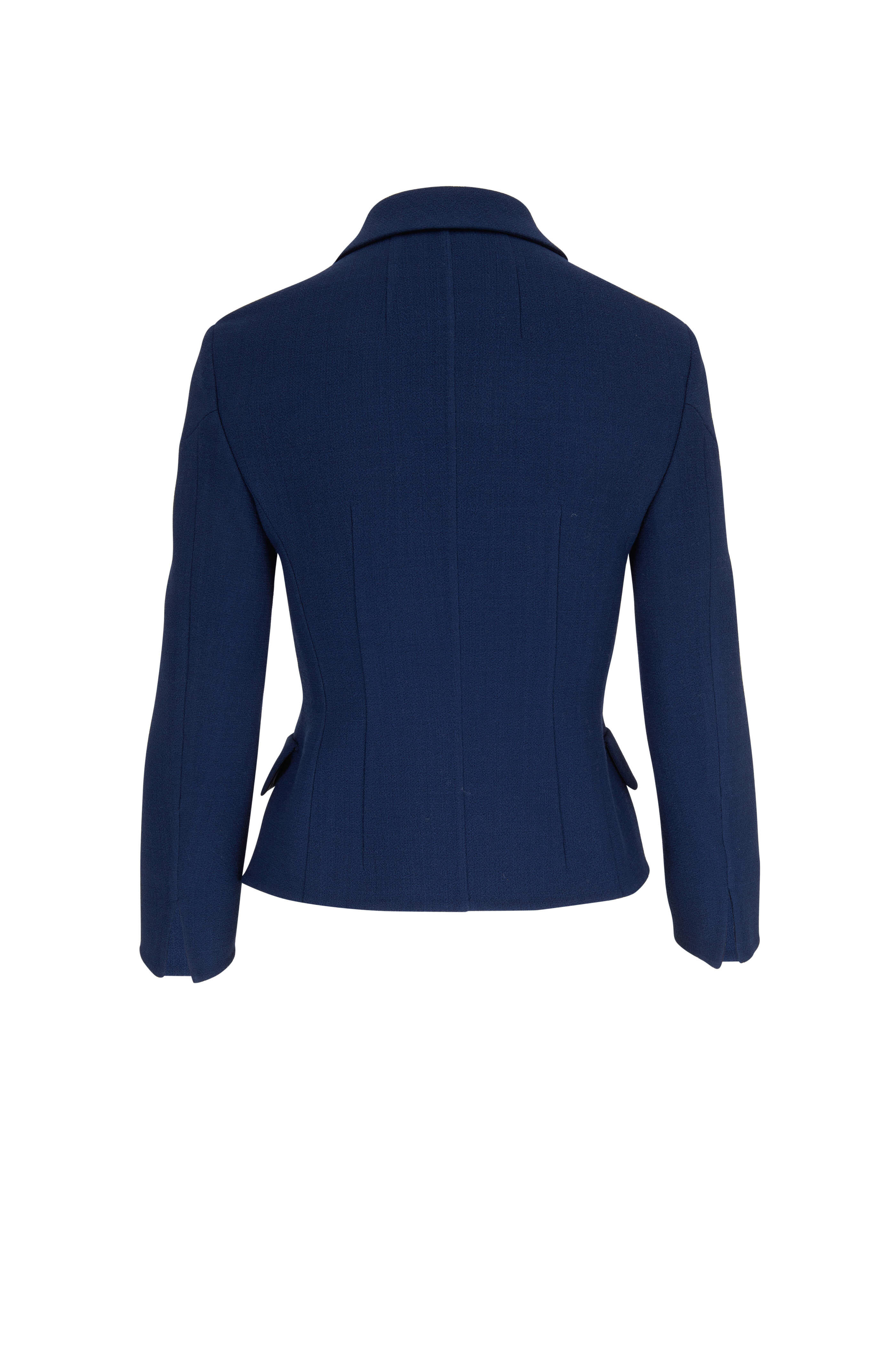 Akris - Petrol Blue Wool Three-Quarter Sleeve Short Jacket