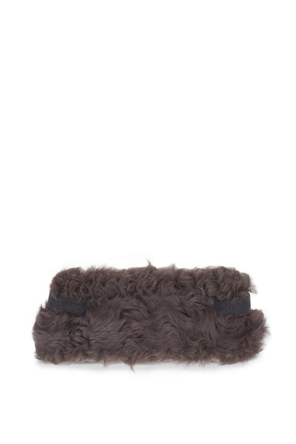 Brunello Cucinelli Medium Essence Rust Brown Wavy Shearling Clutch - view 2