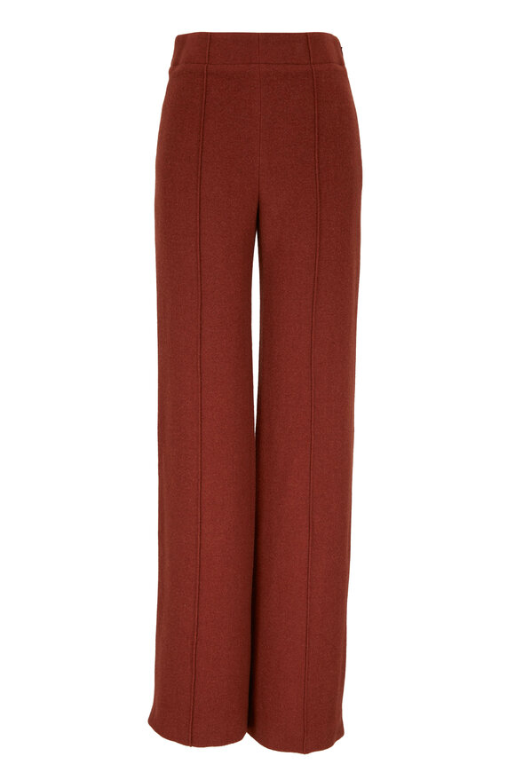 Chloé - Plain Brown Wool & Cashmere Wide Leg Pant