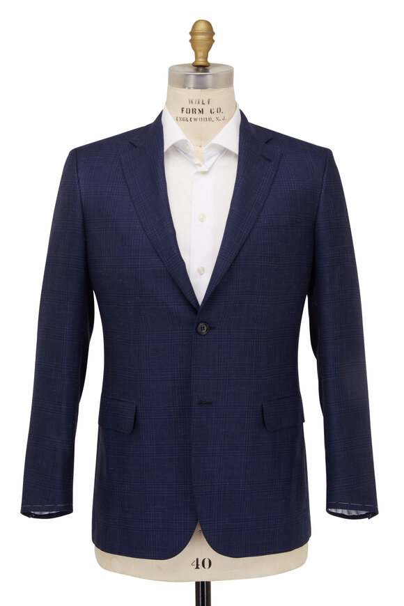 Brioni - Blue Plaid Cashmere Blend Sportcoat