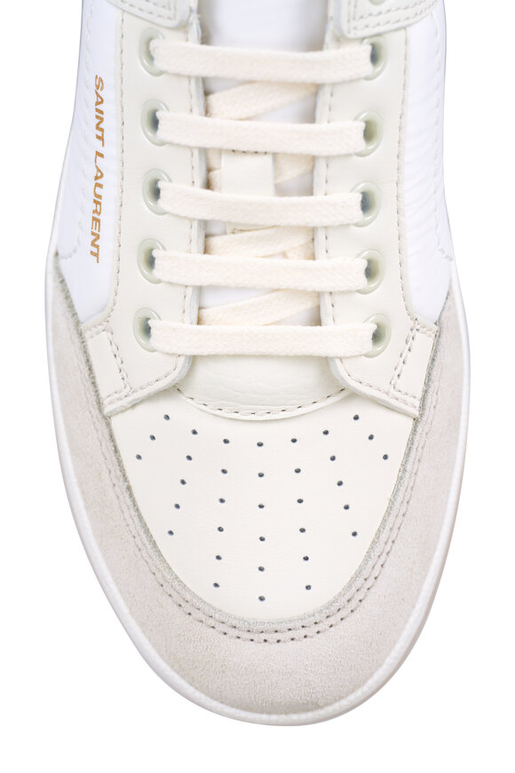 Saint Laurent - Optic White Leather Low Top Sneaker