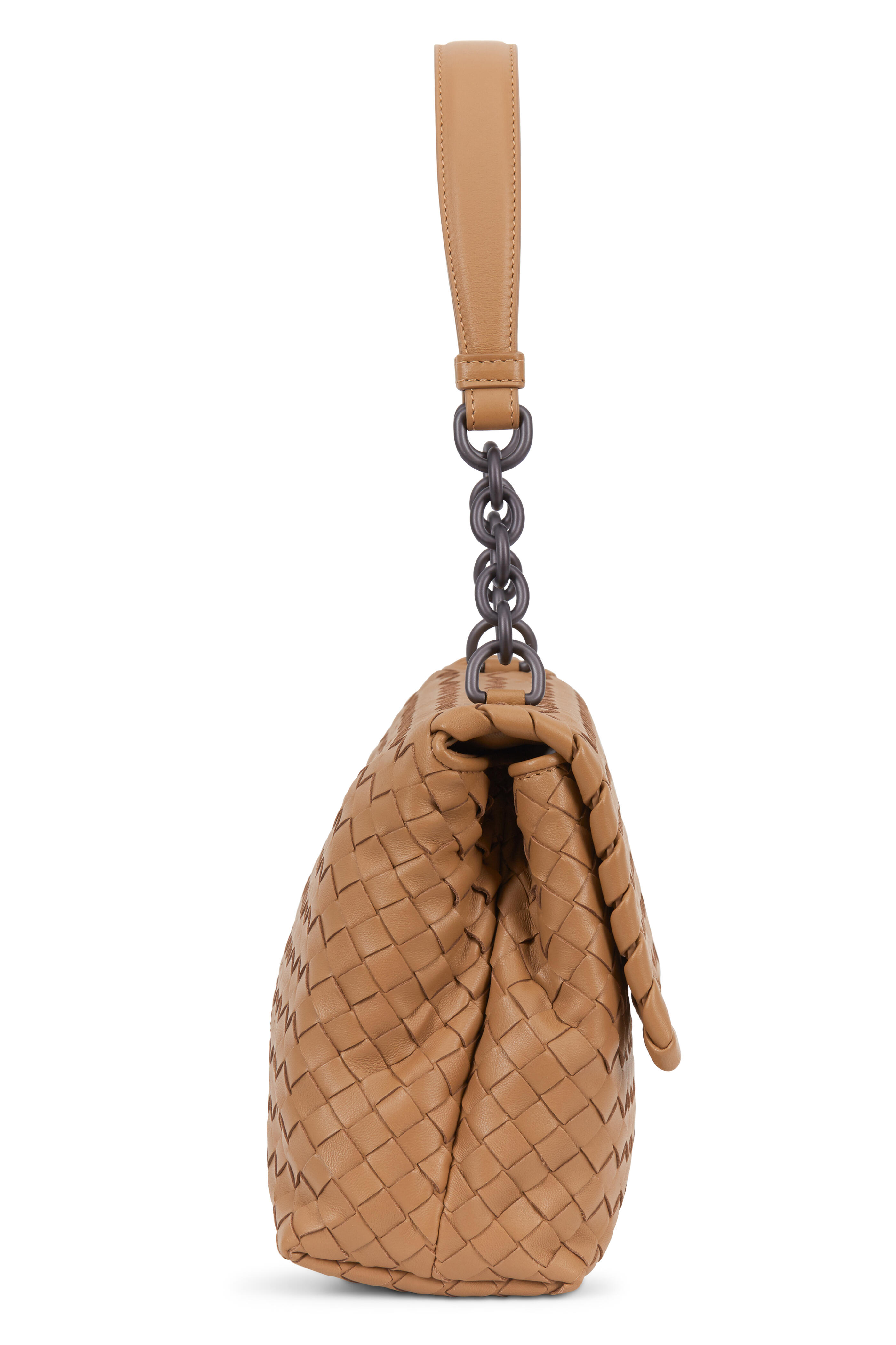 Bottega Veneta - Mini Loop Camel Woven Leather Crossbody