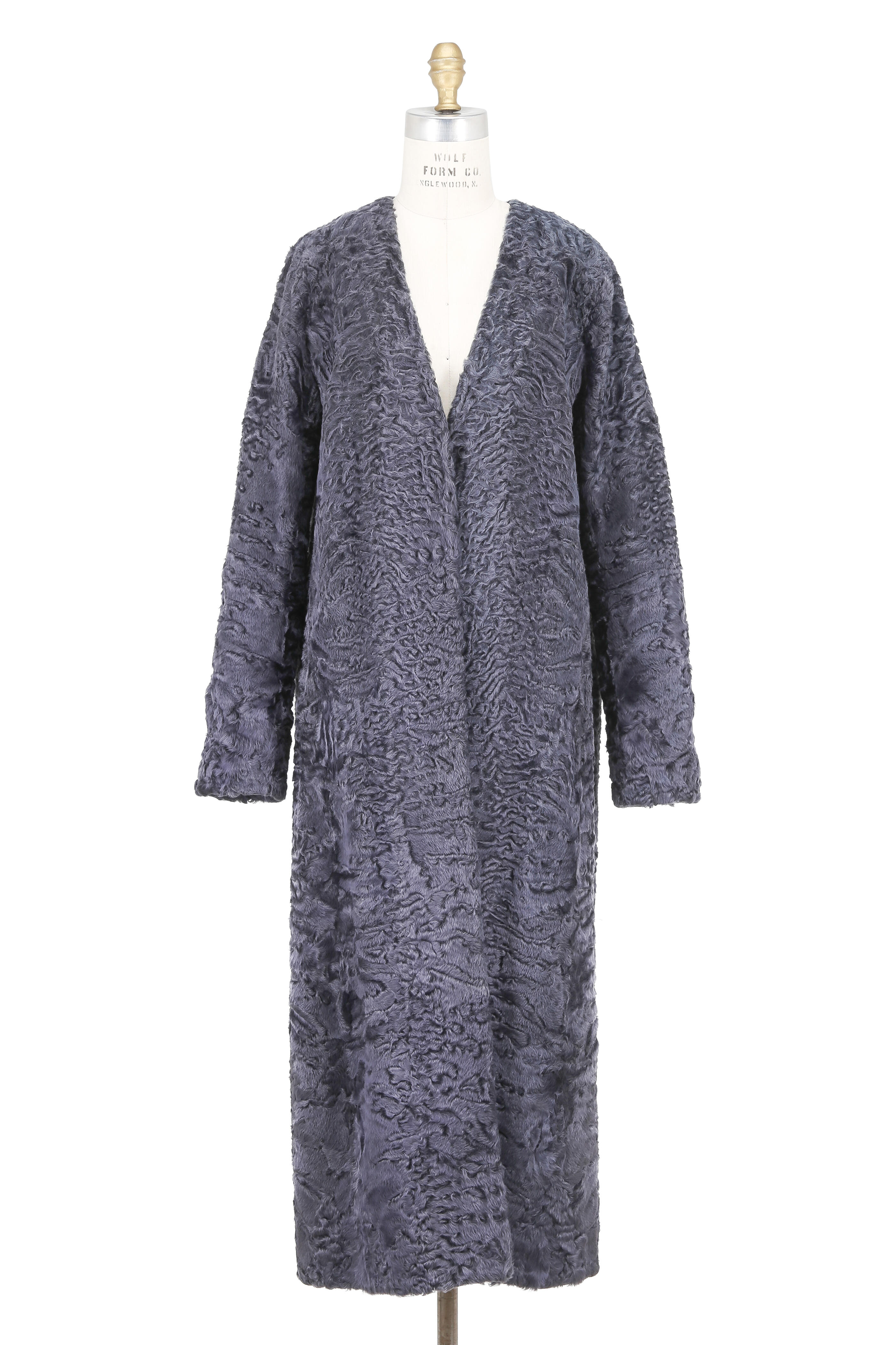 The Row Denise Navy Blue Soft Astrakhan Fur Coat