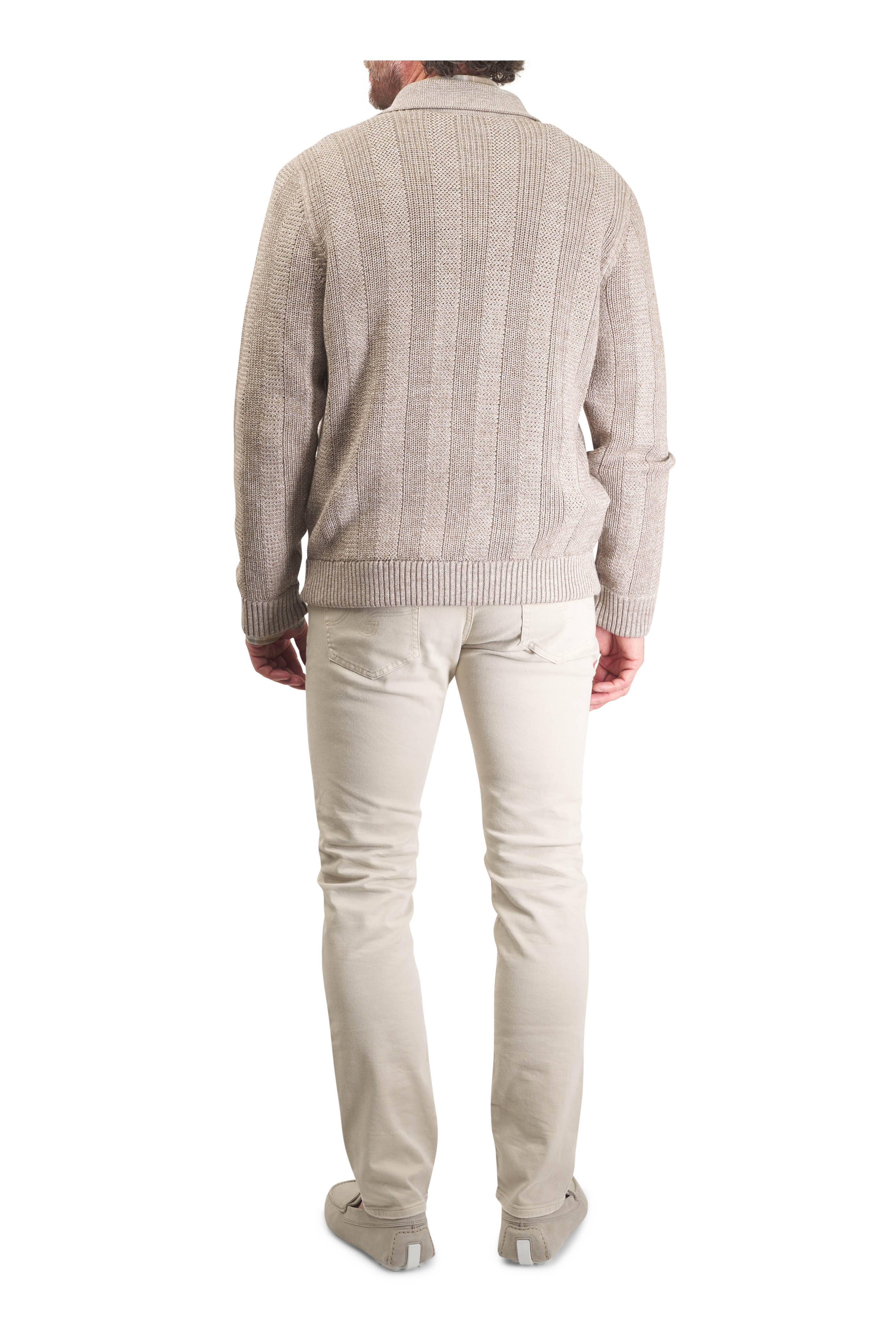 Maurizio Baldassari - Taupe Mixed Tonal Stitch Knit Sweater