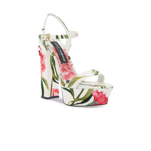 Dolce & Gabbana - Printed Fabric Platform Sandals in Garofani