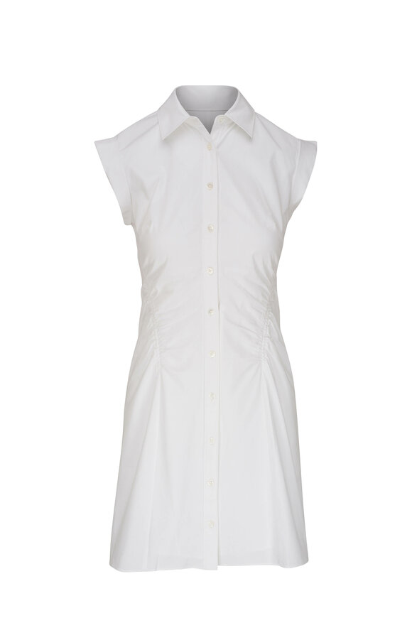 Veronica Beard Talulah White Sleeveless Shirtdress