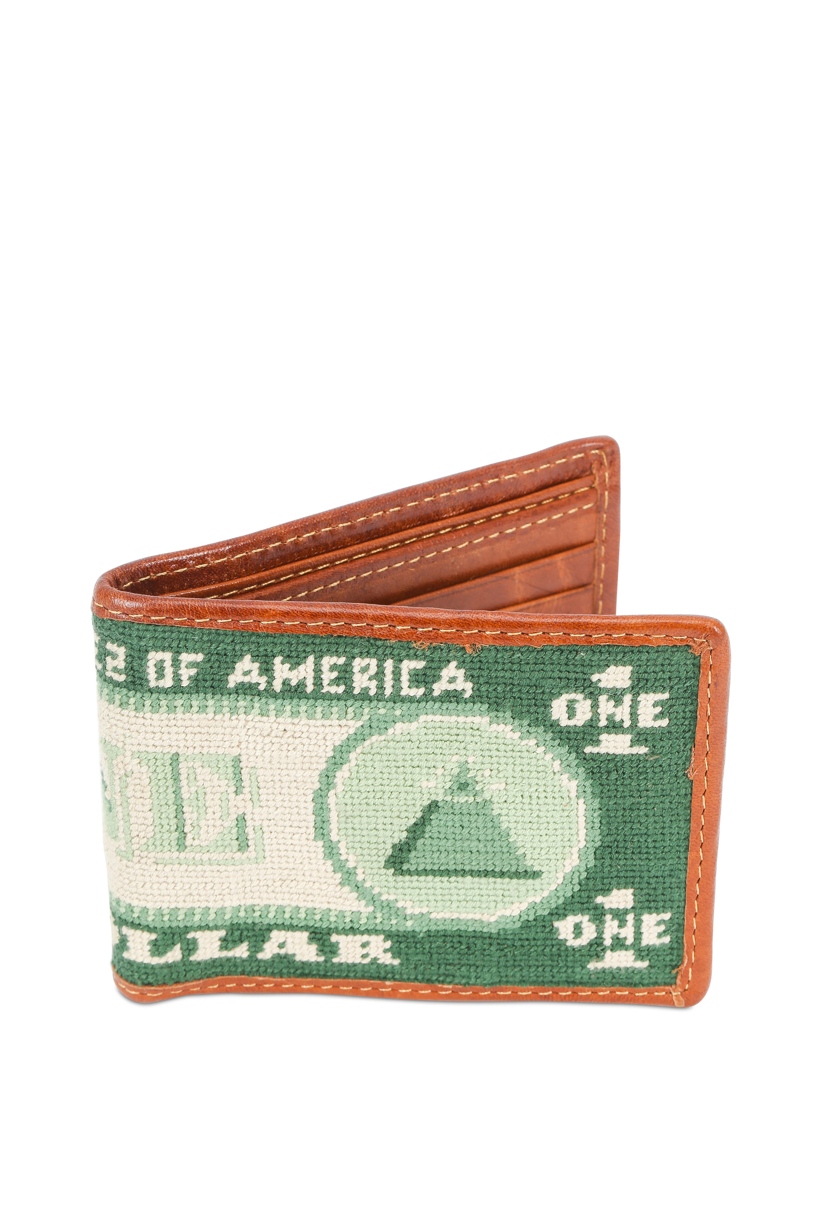 Smathers & Branson - Green Dollar Bill Needlepoint Bi-Fold Wallet