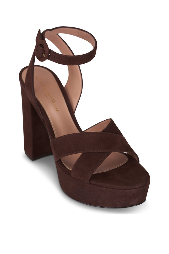 Gianvito Rossi Sabrina Brown Suede Platform Sandal, 70mm