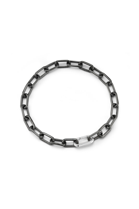 Walters Faith Saxon Black Rhodium Solid Link Men's Bracelet