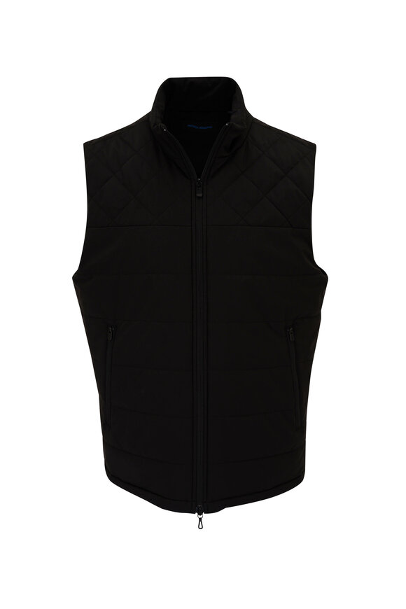 Vince - Black Semi Shine Quilted Vest | Mitchell Stores