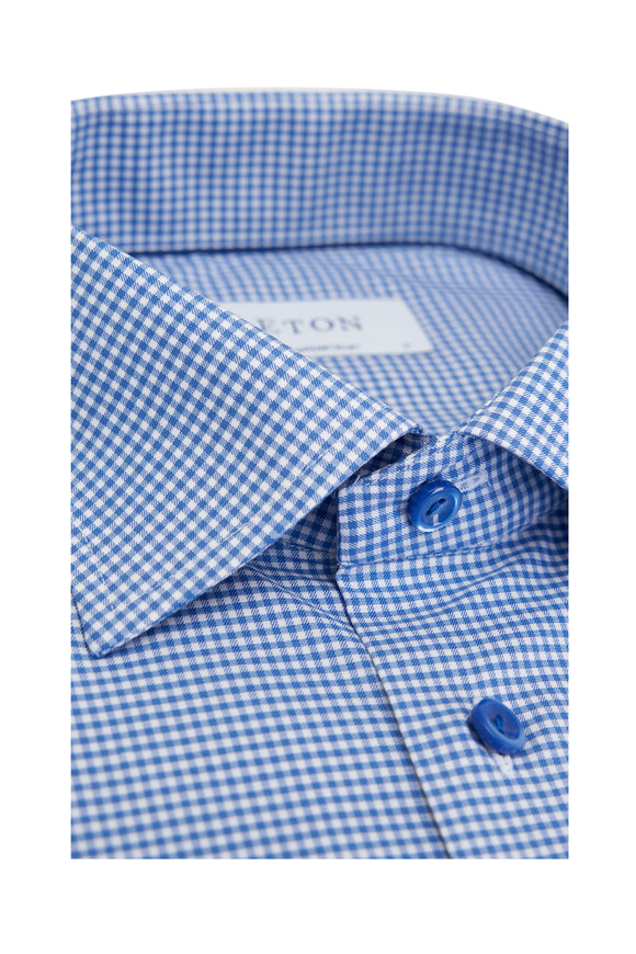 Eton - Dark Blue Check Contemporary Fit Dress Shirt