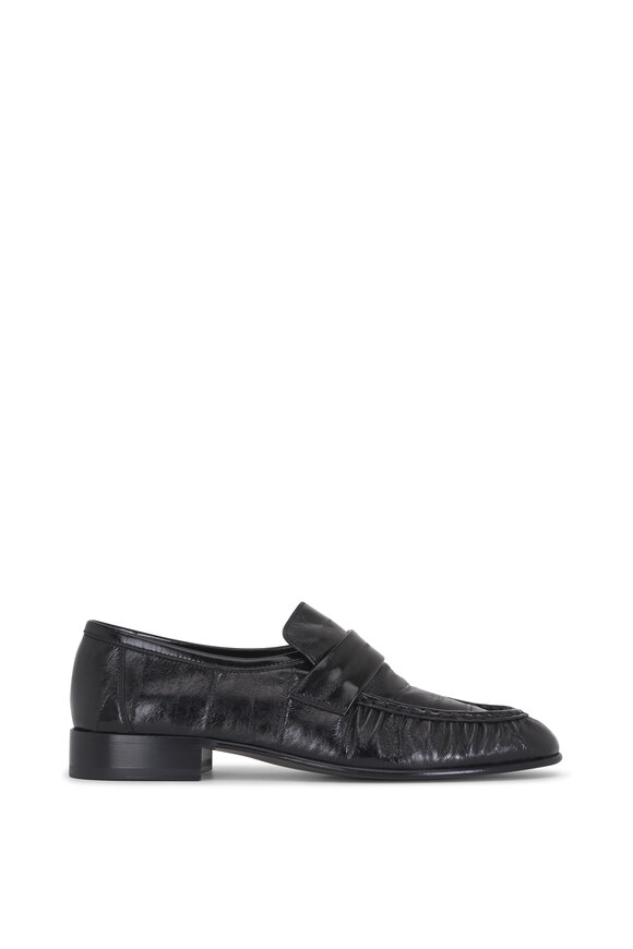 The Row - Black Eelskin Leather Soft Loafer, 25mm