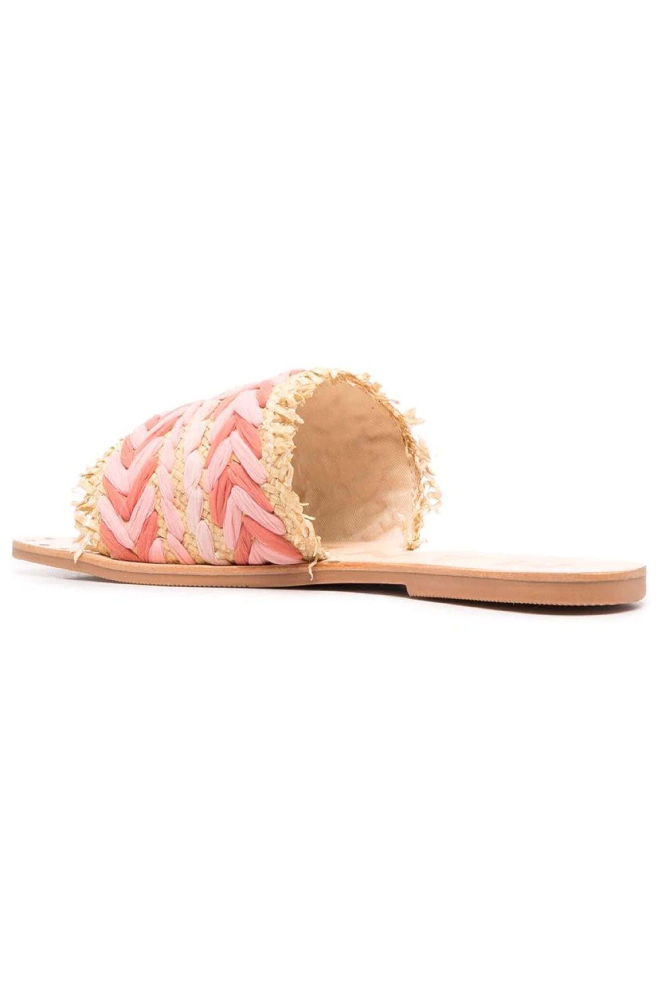 Manebi - Raffia and Chiffon Sandal in Rose
