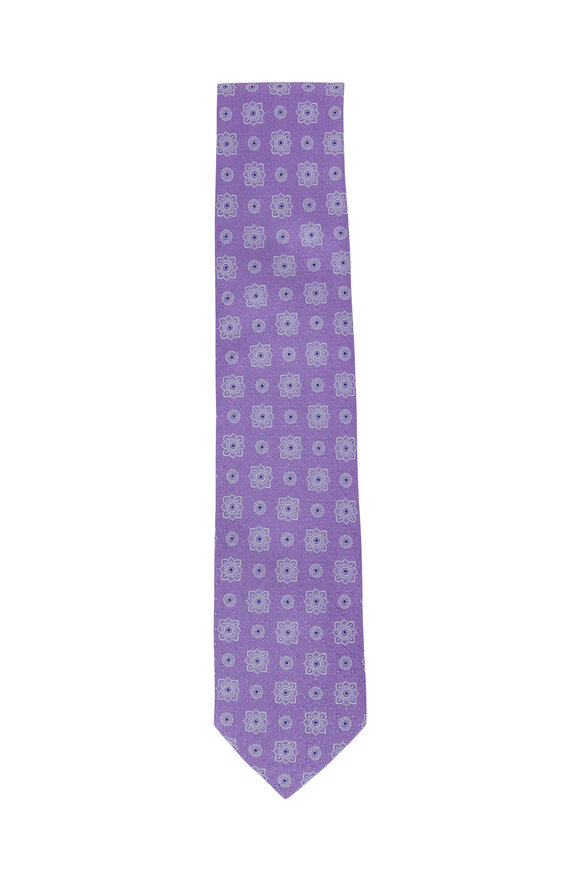 Eton - Lavender Floral Medallion Silk Necktie
