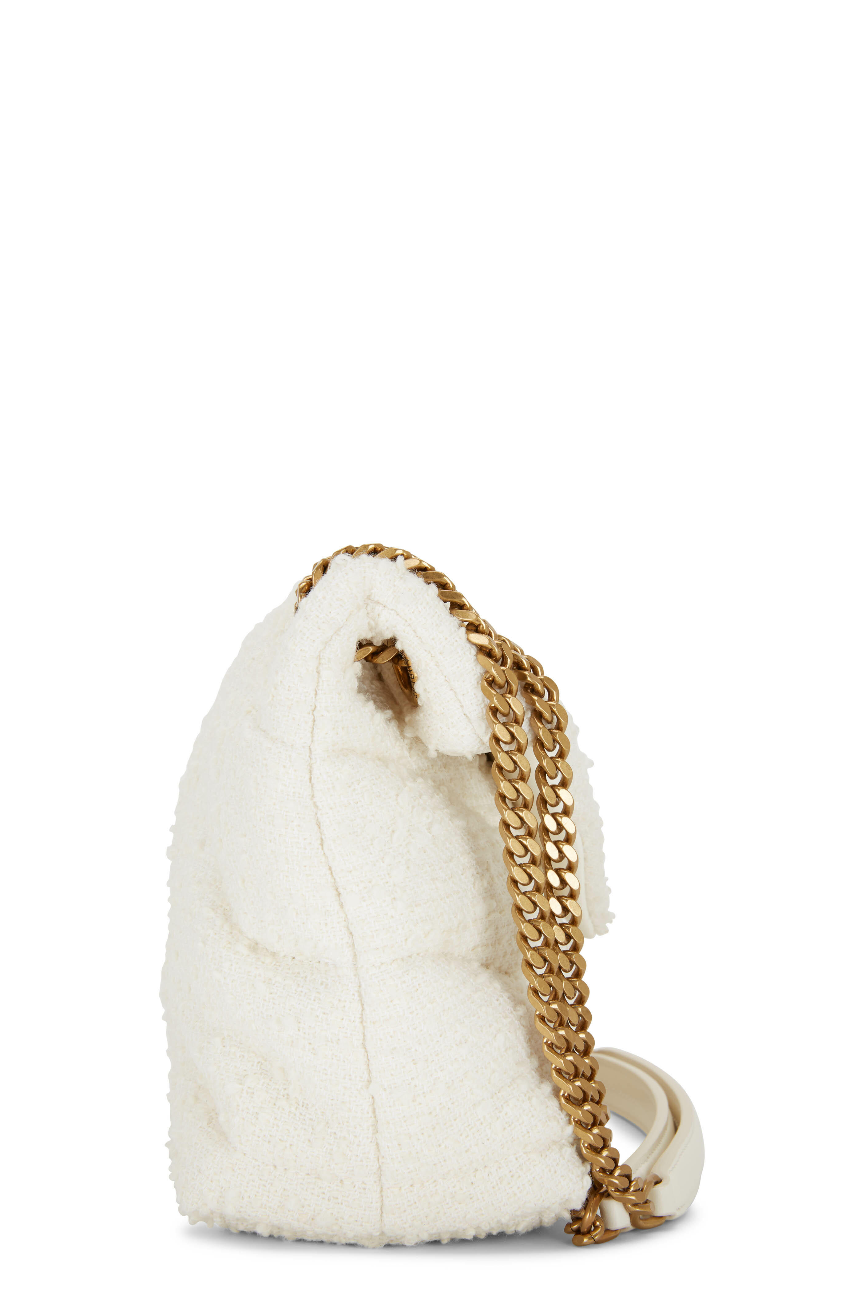 Saint Laurent - Loulou Cream Tweed Small Puffer Bag