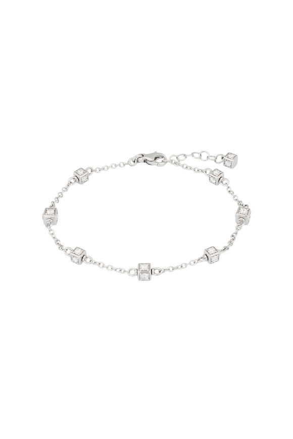 Miseno 18k White Gold Faro Chain Diamond Link Bracelet