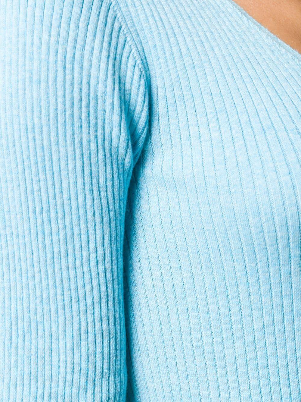 See by Chloé - Breezy Blue Ribbed V-Neck Sweater