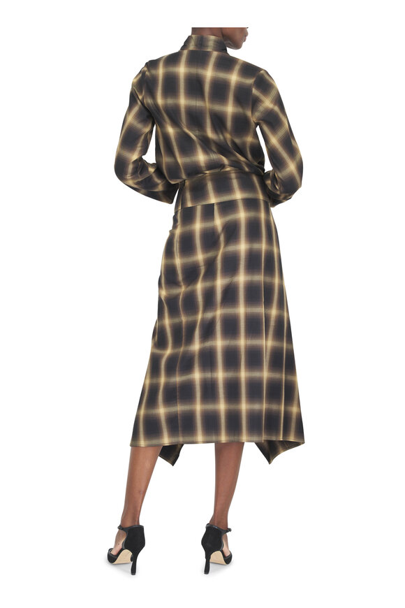 Zero + Maria Cornejo City Plaid Draped Midi Skirt - view 3
