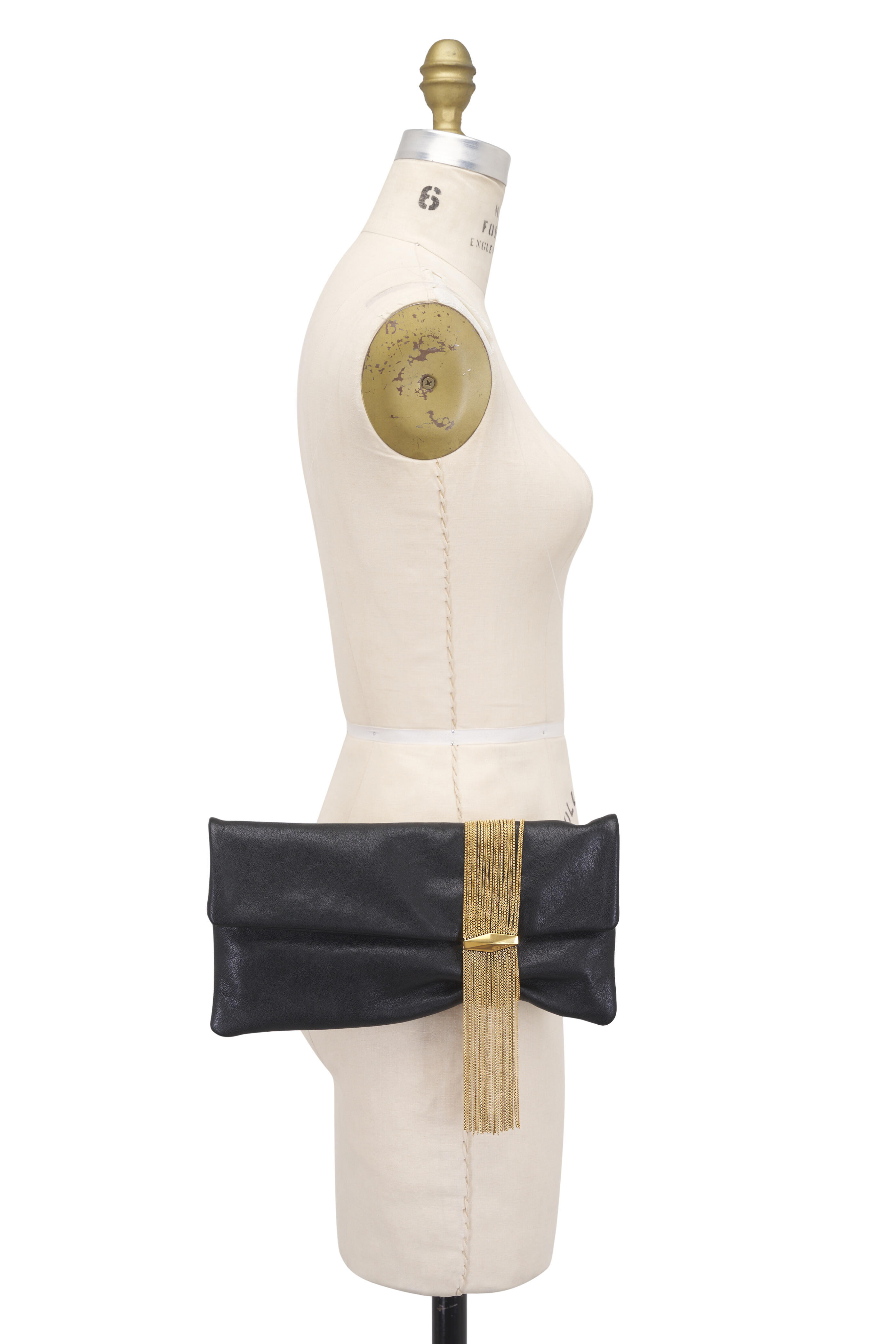 【関税&送料込】Jimmy Choo Black Leather Zandra Bag With Gol Jimmy Choo - Zandra Black & Gold Leather Clutch | Mitchell