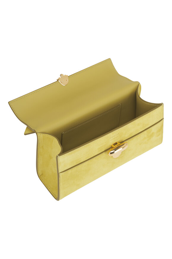 Savette Symmetry Pochette Chartreuse Suede Top Handle Bag - view 5