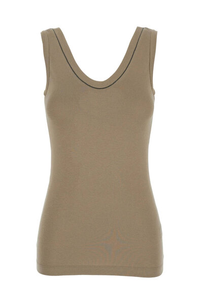 Brunello Cucinelli - Beige Monili Trim Rib Tank | Mitchell