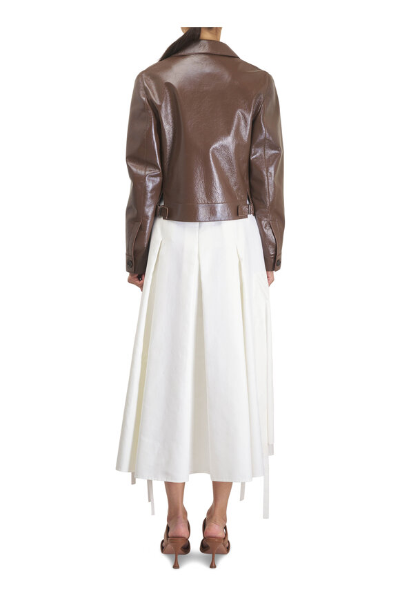 Akris Mocha Lacquered Leather Bomber Jacket - view 4