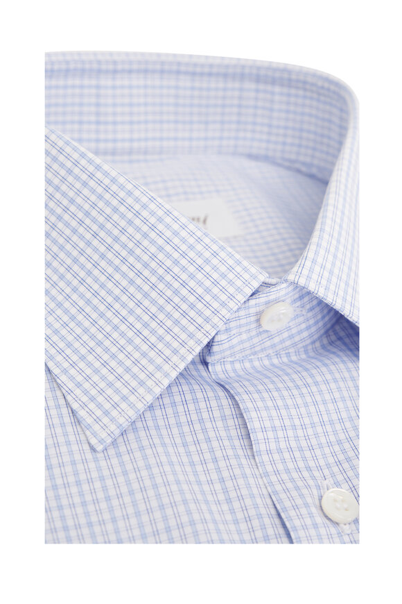 Brioni - Blue Check Cotton Dress Shirt