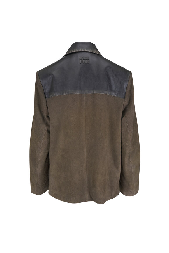 Miu Miu Mud Suede & Leather Oversized Jacket - view 3