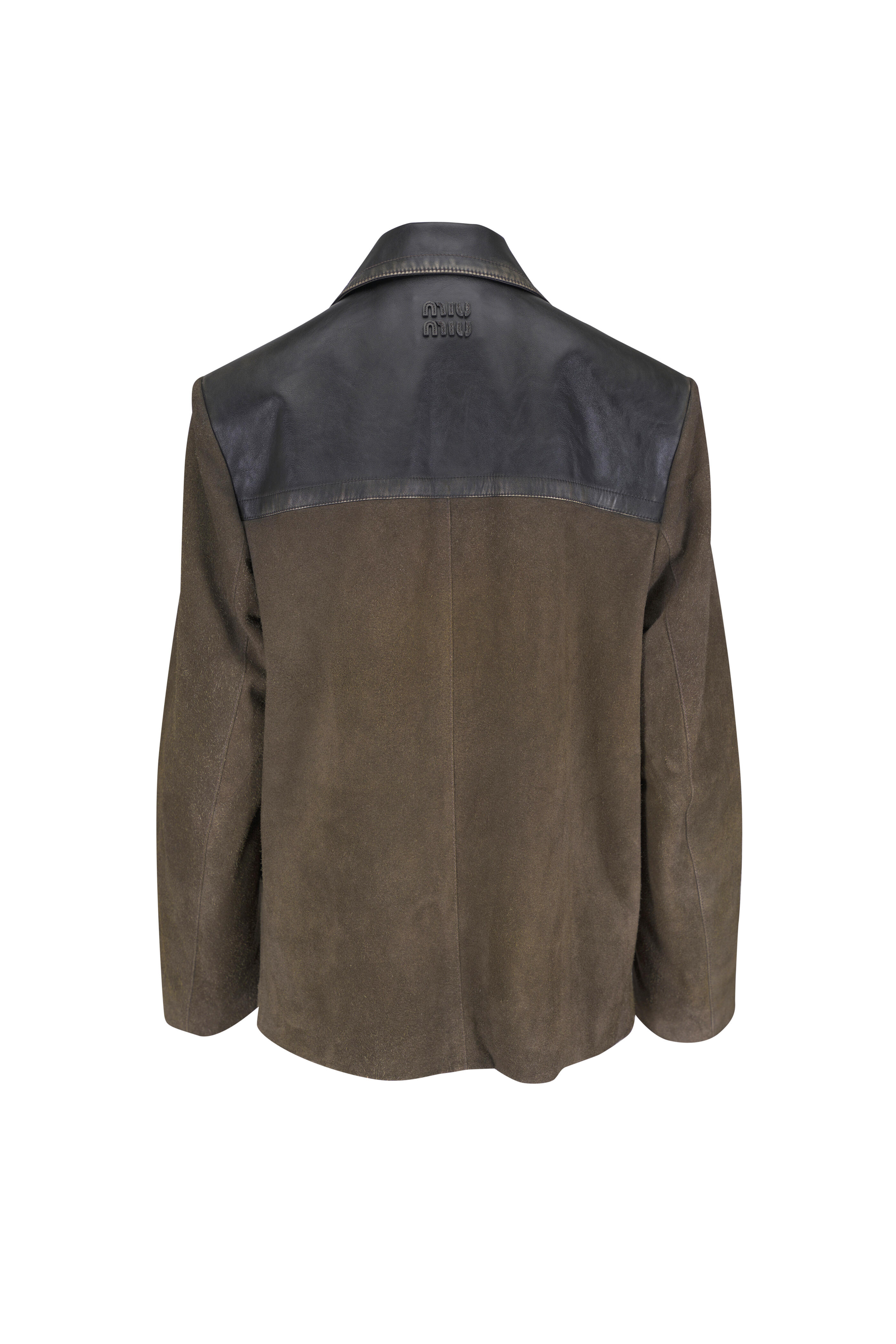 Miu Miu - Mud Suede & Leather Oversized Jacket