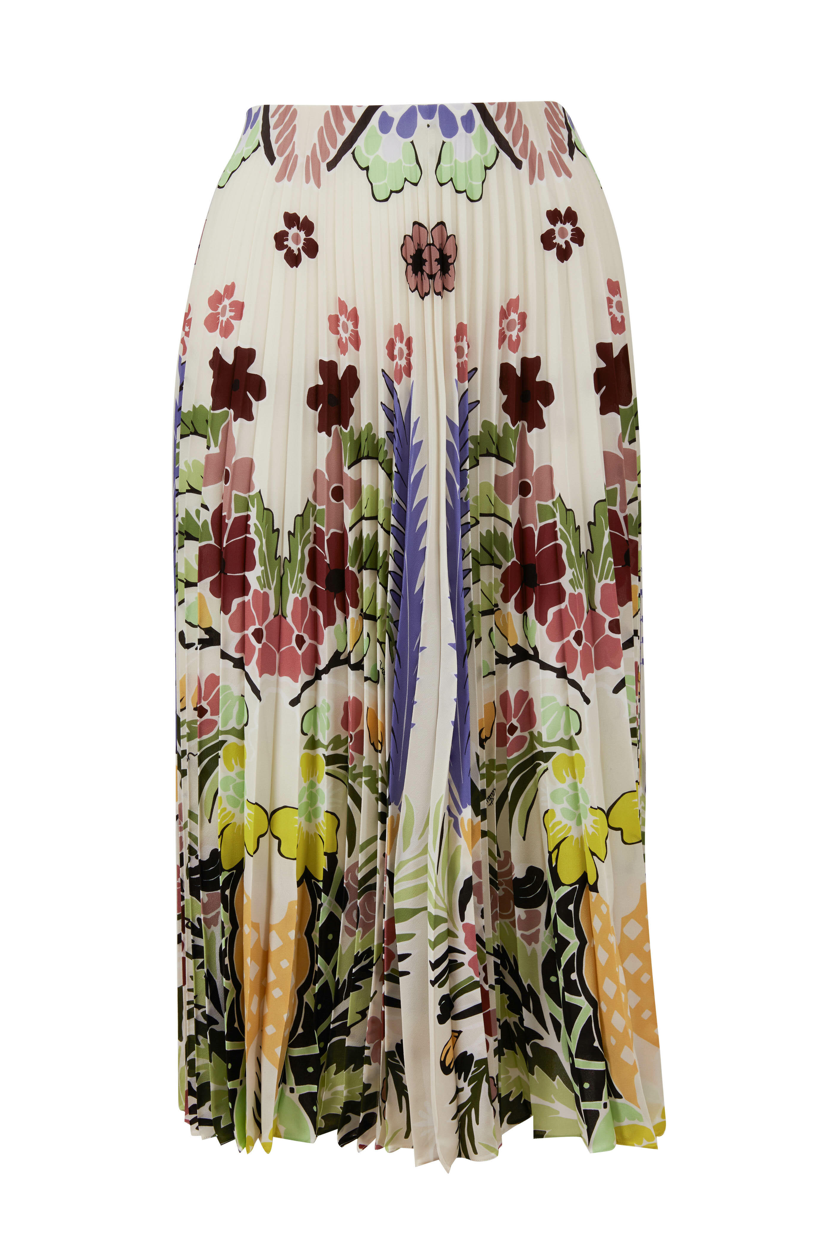 Valentino - Multicolor Silk Arrozo Print Pleated Skirt